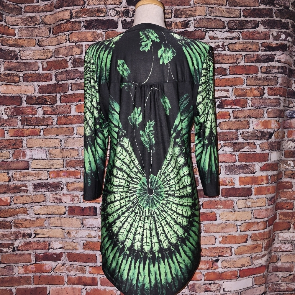 R &B Collection Black And Green Button-Up Tunic S… - image 4